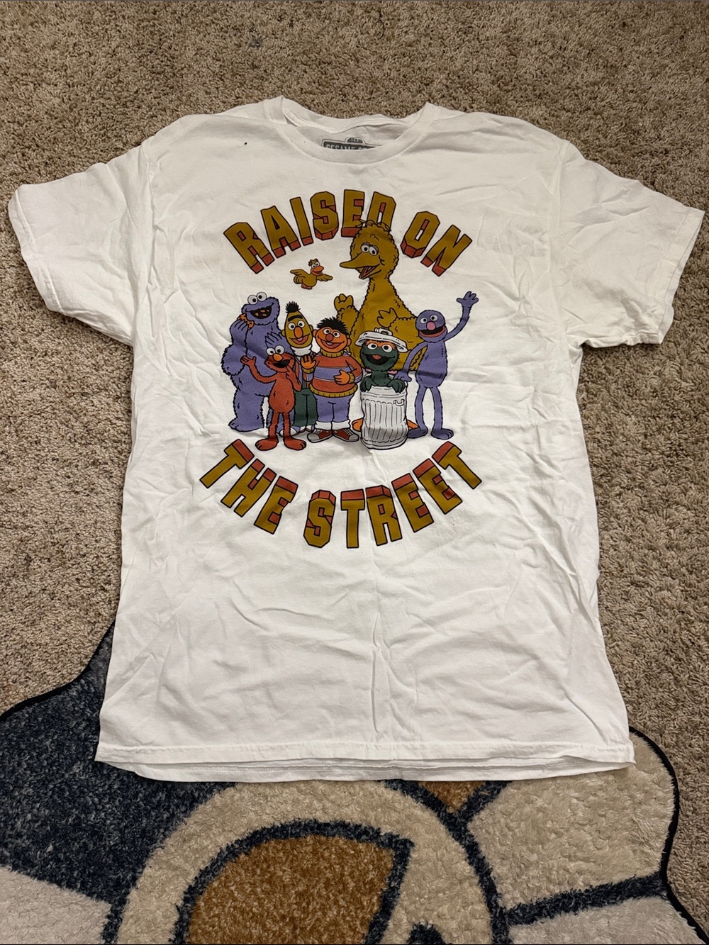 Target White Sesame Street "Raised on the Street" Graphic Tee